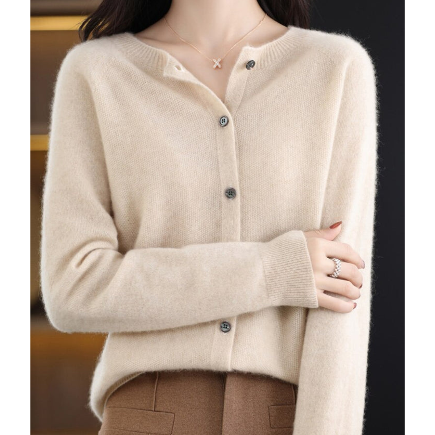 VM Damen Rundhals Cardigan Pullover