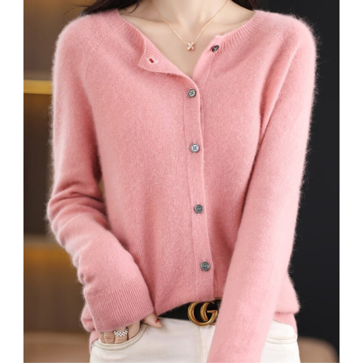 VM Damen Rundhals Cardigan Pullover