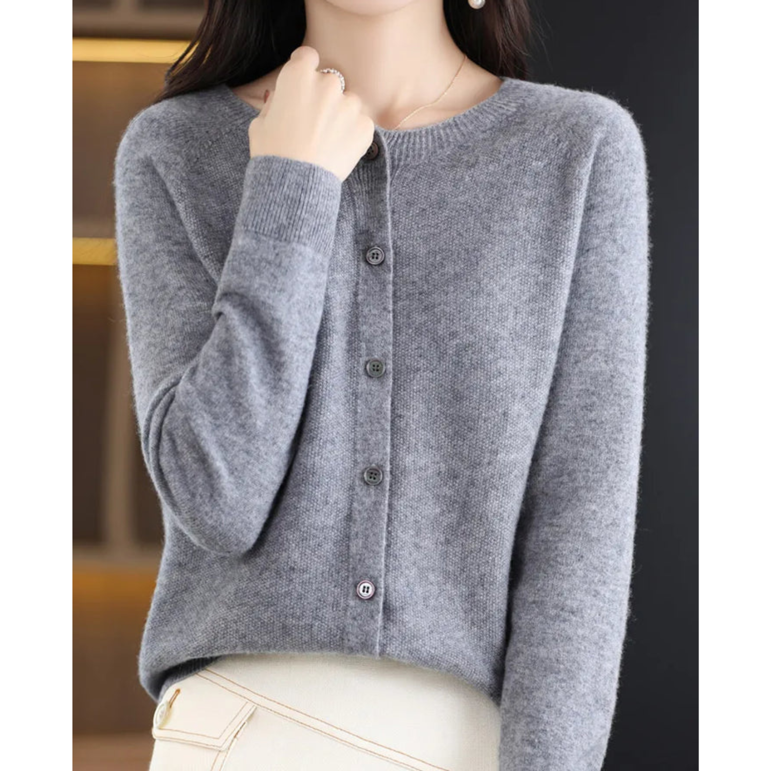 VM Damen Rundhals Cardigan Pullover