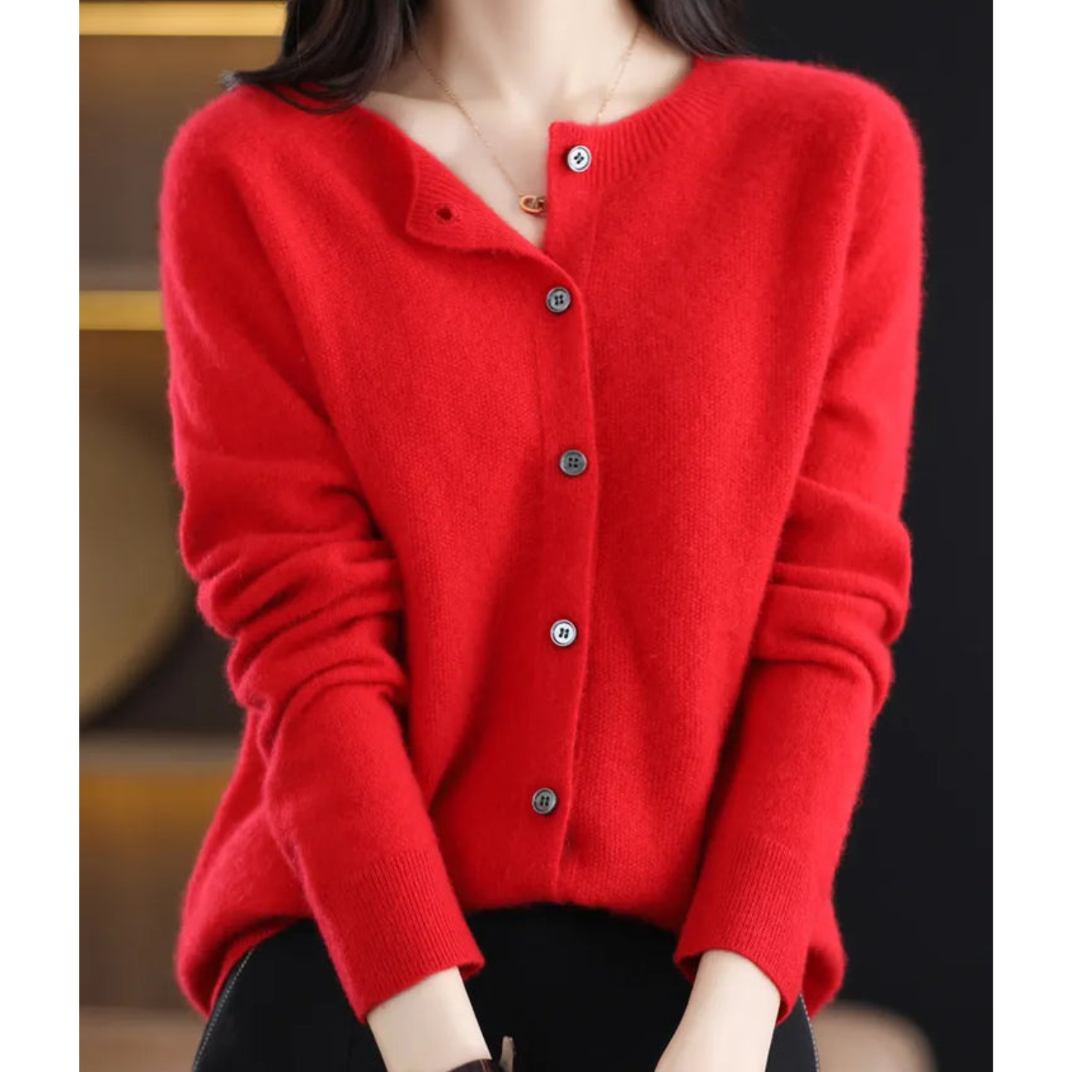 VM Damen Rundhals Cardigan Pullover