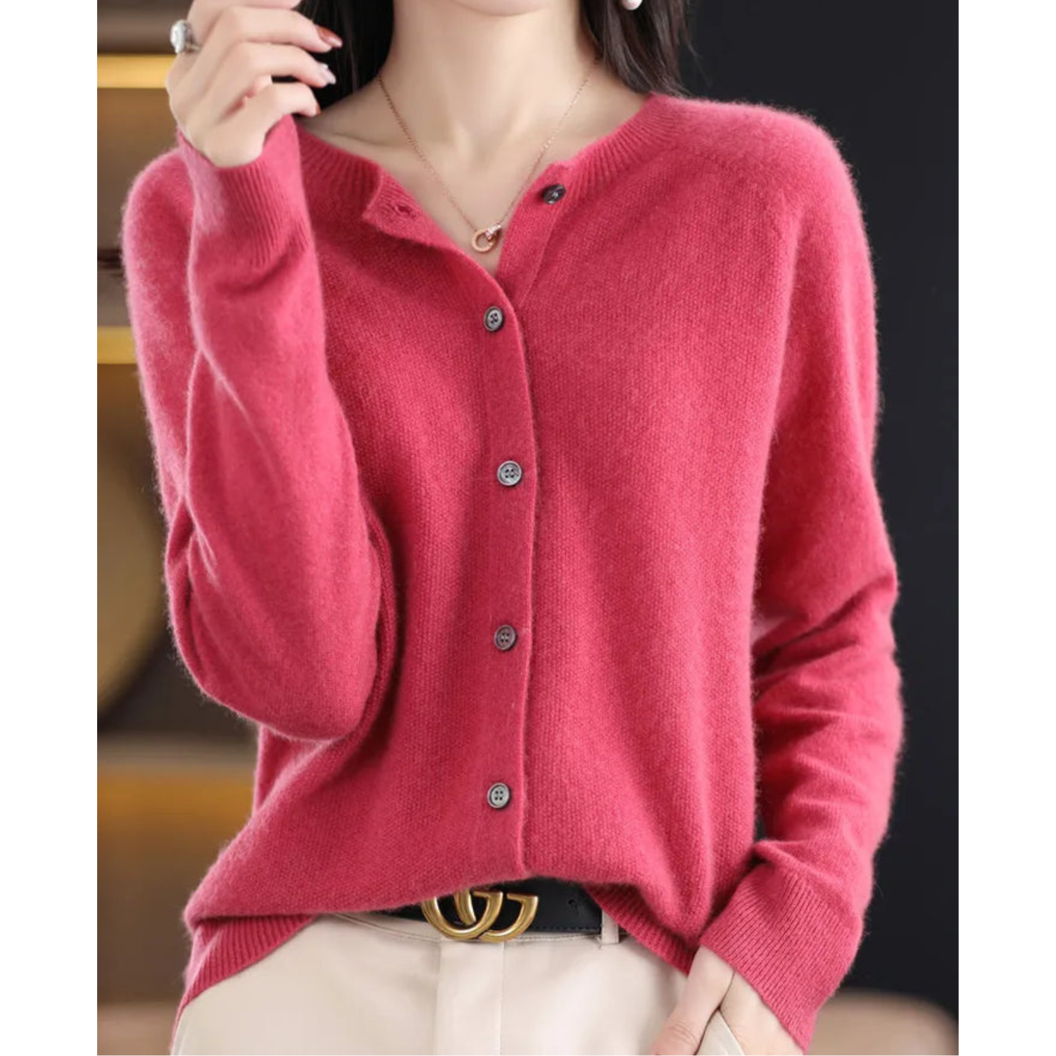 VM Damen Rundhals Cardigan Pullover