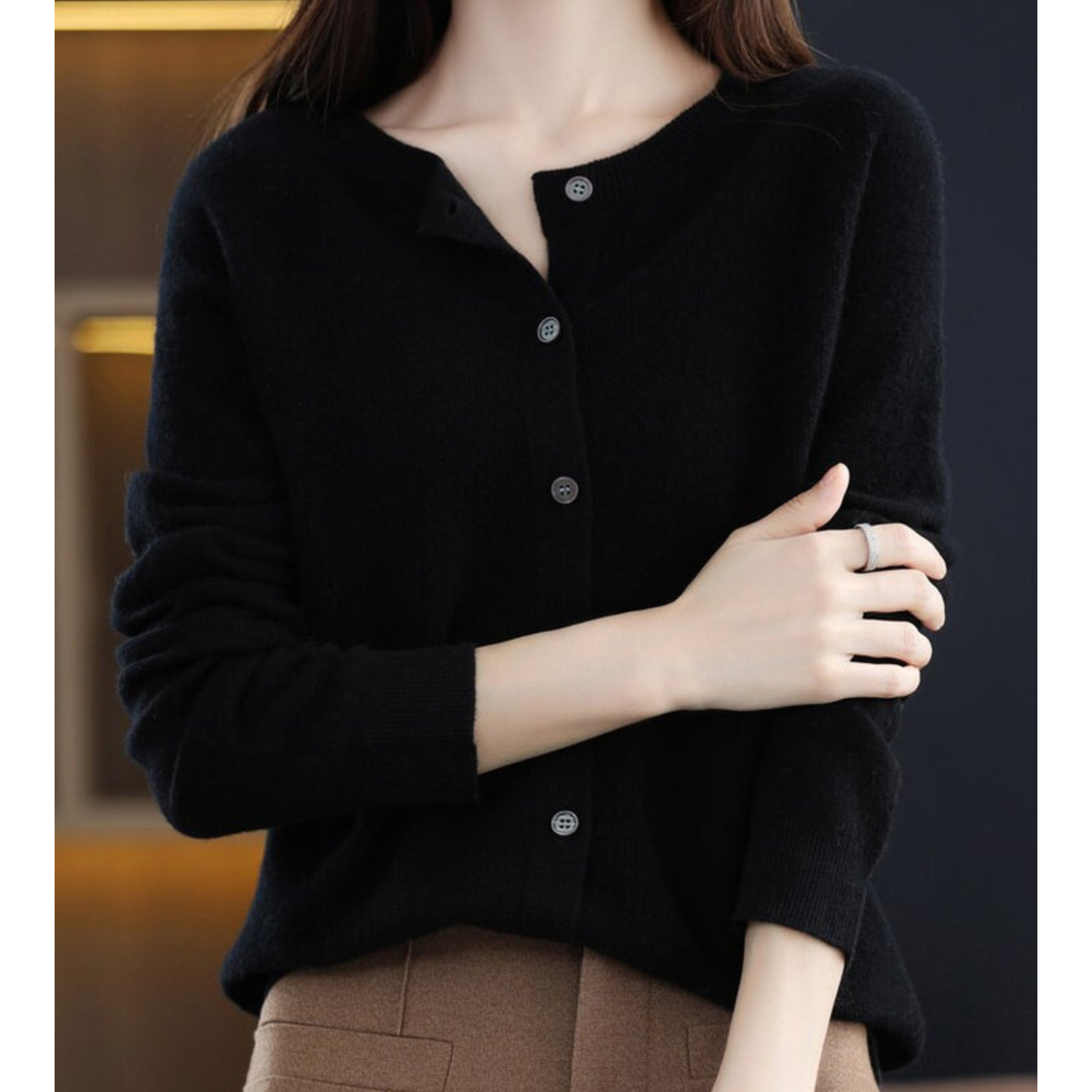 VM Damen Rundhals Cardigan Pullover