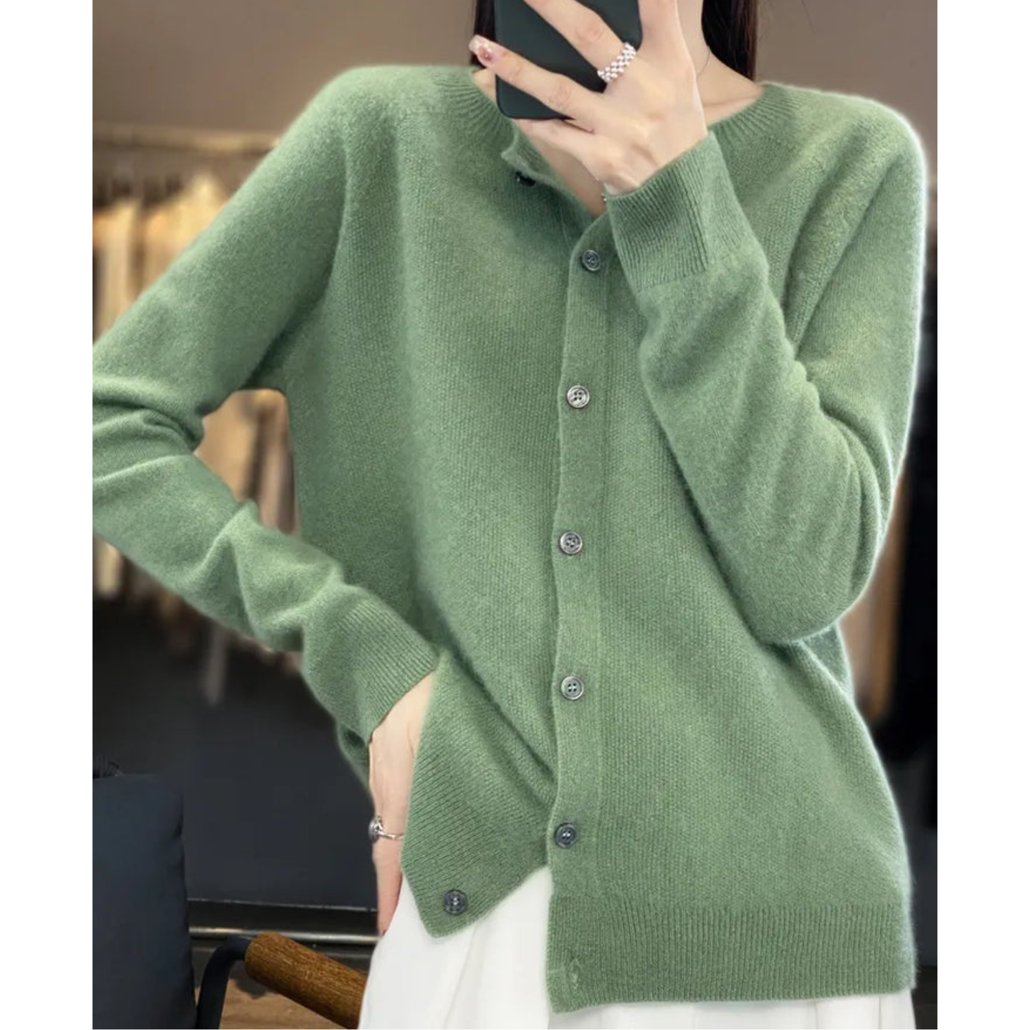 VM Damen Rundhals Cardigan Pullover
