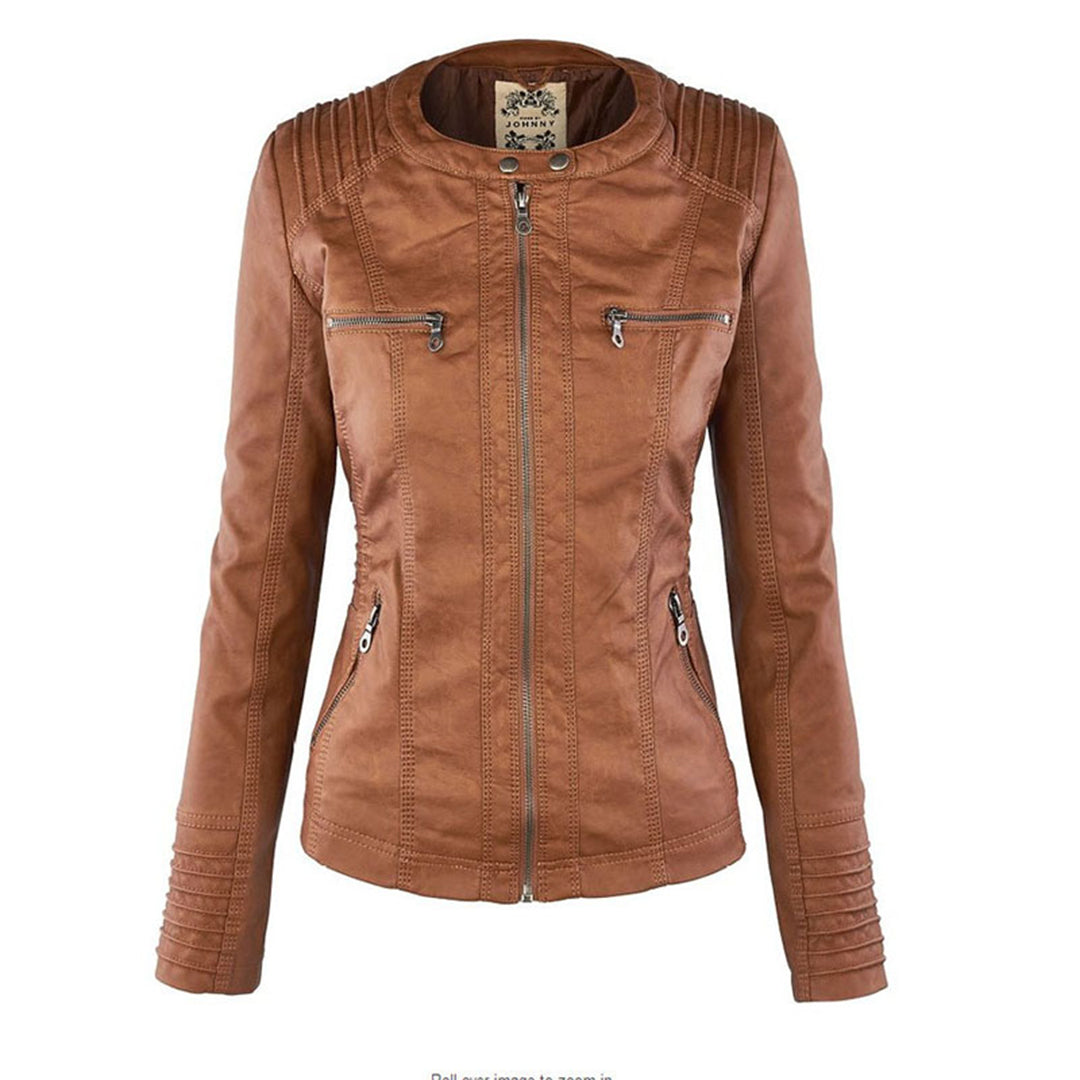 VM - Damen Lederjacke mit Kapuze