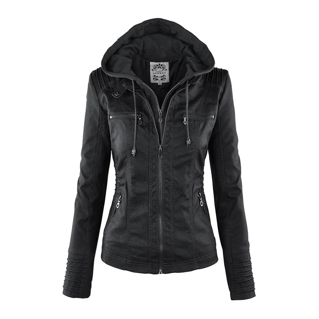 VM - Damen Lederjacke mit Kapuze