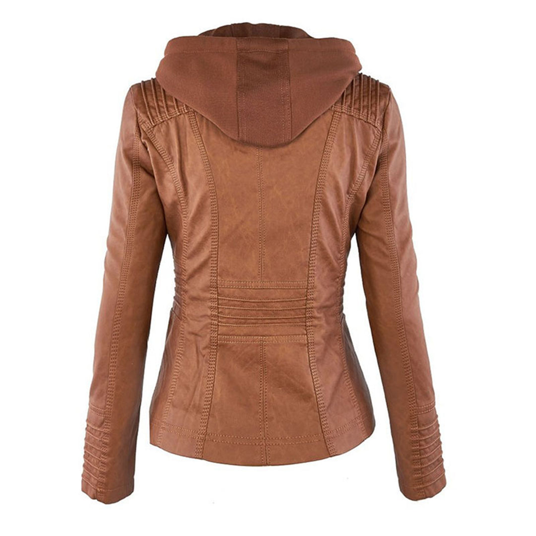 VM - Damen Lederjacke mit Kapuze