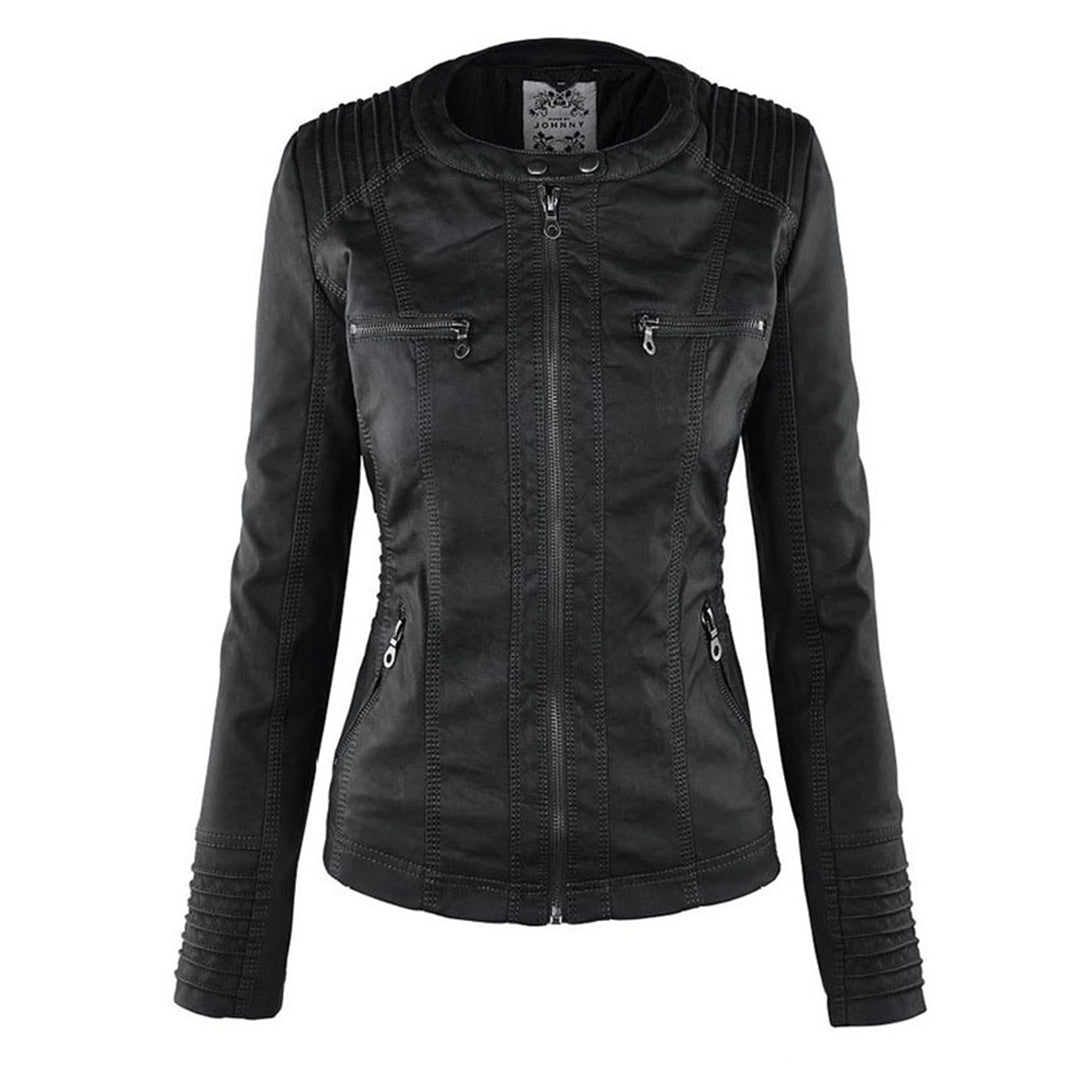 VM - Damen Lederjacke mit Kapuze