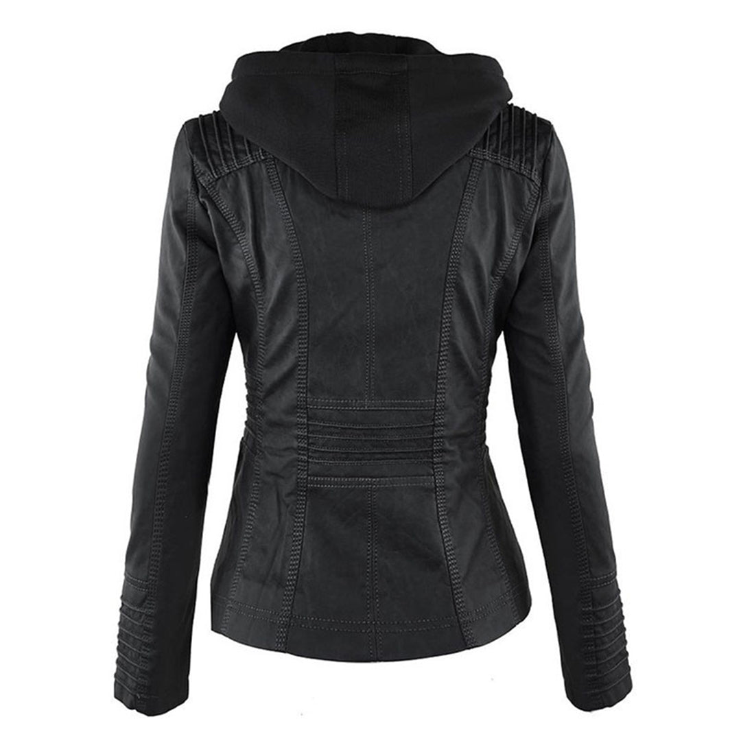 VM - Damen Lederjacke mit Kapuze